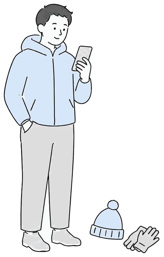 スマホで当日の天気と営業情報を確かめる人